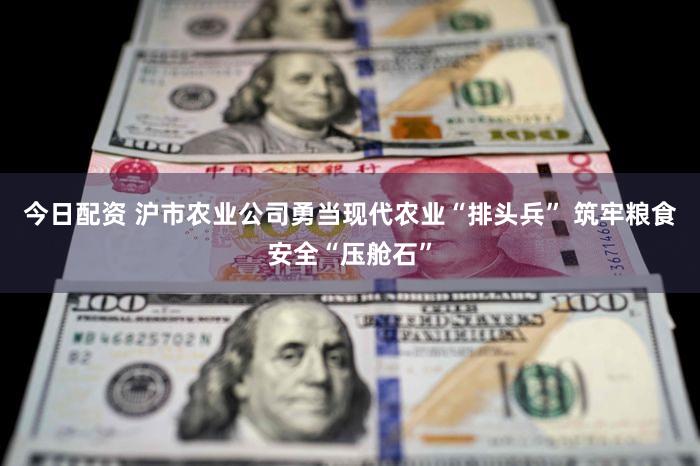 今日配资 沪市农业公司勇当现代农业“排头兵” 筑牢粮食安全“压舱石”