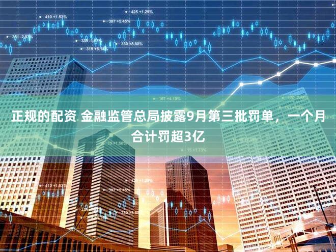 正规的配资 金融监管总局披露9月第三批罚单，一个月合计罚超3亿