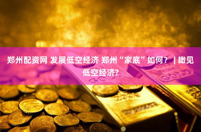 郑州配资网 发展低空经济 郑州“家底”如何？ | 瞰见低空经济?