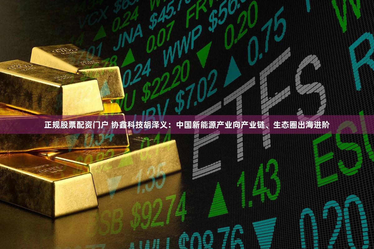 正规股票配资门户 协鑫科技胡泽义：中国新能源产业向产业链、生态圈出海进阶